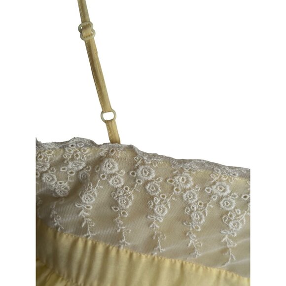 Vintage Baby Doll Dress Yellow Lace Trim Spaghetti Strap Coquette Romantic READ - Picture 16 of 16